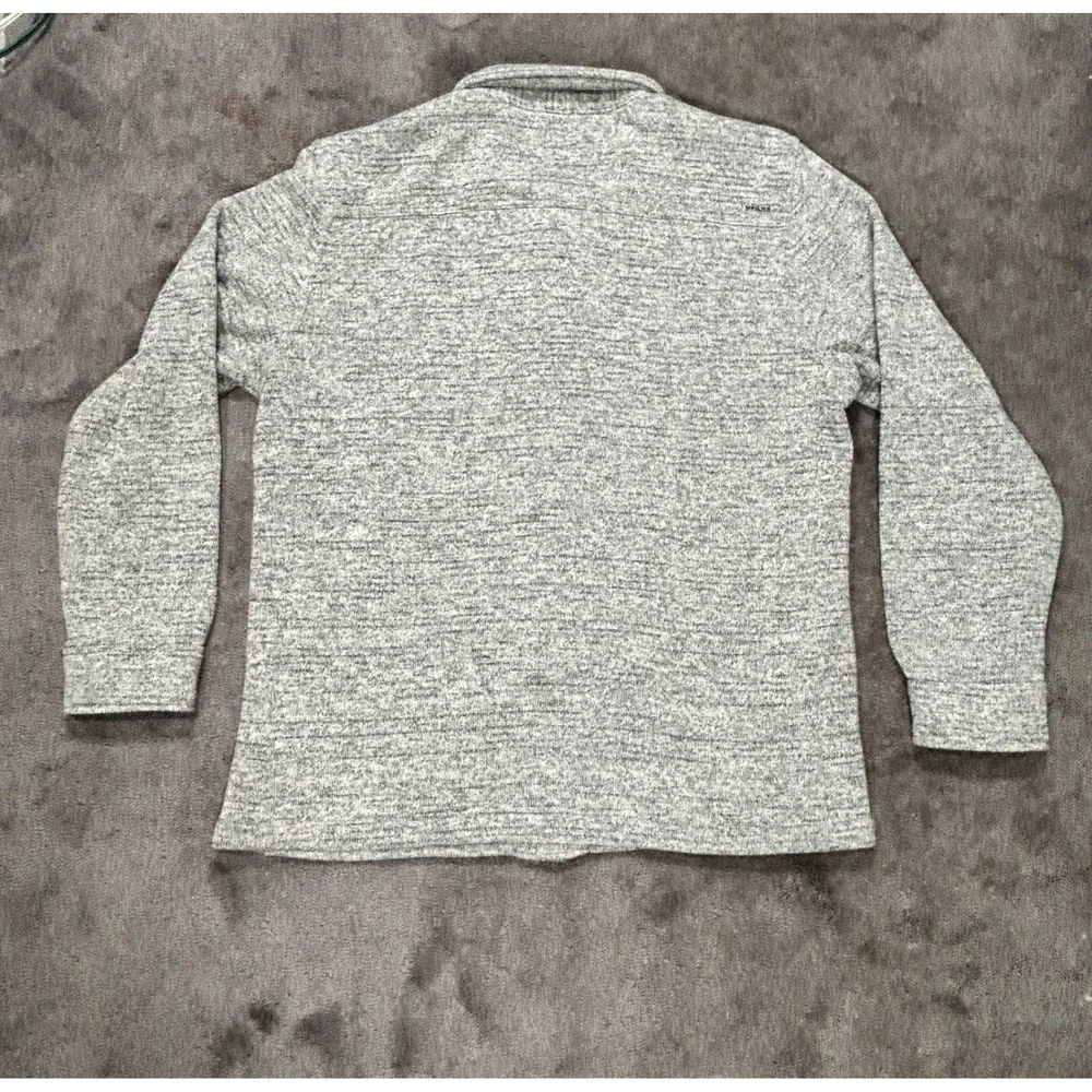 prAna Shirt Jacket Mens XL Gray Marled Polartec Fleece Lined Snap Front Shacket